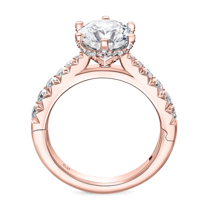 Wellesley Hidden Halo Engagement Ring with Side Stones