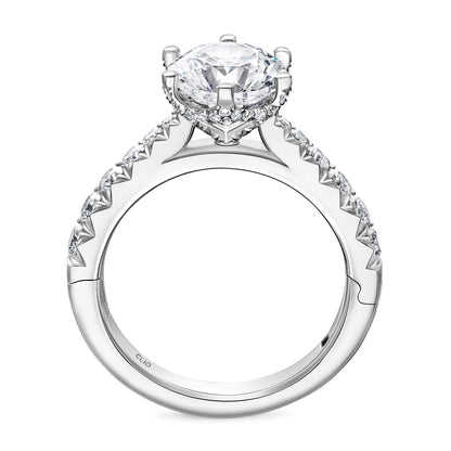 Wellesley Hidden Halo Engagement Ring with Side Stones