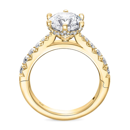 Wellesley Hidden Halo Engagement Ring with Side Stones